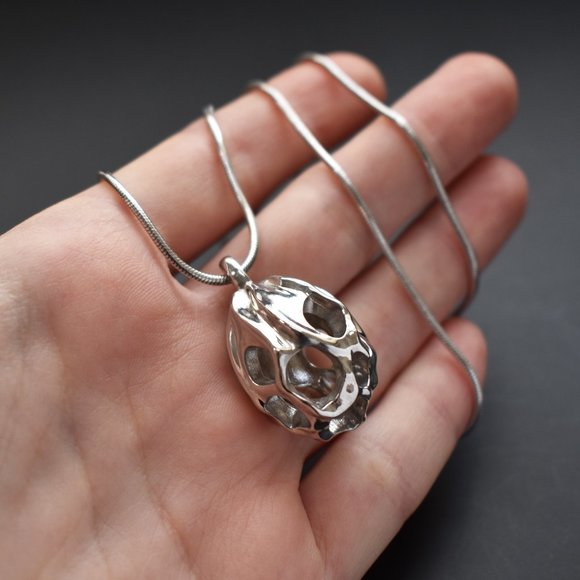 Unusual massive pendant necklace ooak, large long silver pendant - Picture 1 of 10